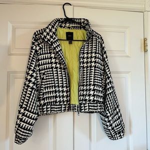 Black & White Dog Toothed Bomber Jacket